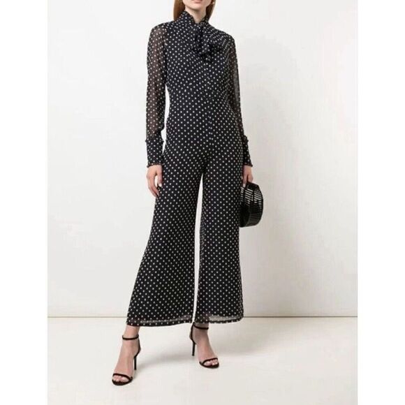 Alexis Davinia Black and White Polka Dot Pants Jumpsuit Sz Small Designer - Picture 1 of 16